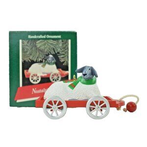 Hallmark Nostalgic Lamb in Wagon Handcrafted Ornament Vintage 1989